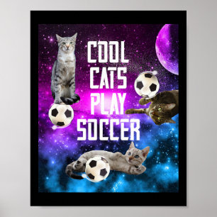 Póster Dicho divertido diseño de fútbol gatos 