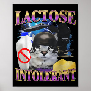 Póster Dicho Divertido Gato Tonto Intolerante A La Lactos