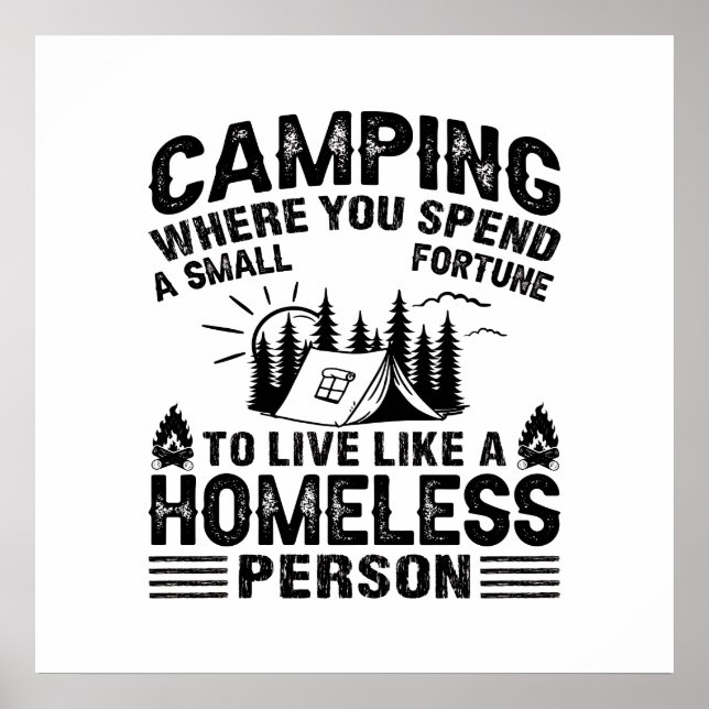 Póster Dichos divertidos de camping (Frente)