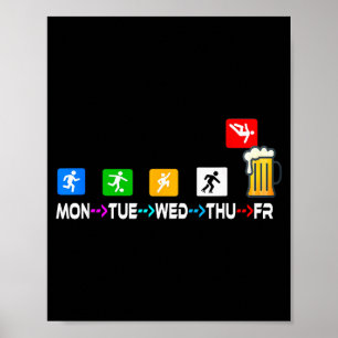 Póster Dichos divertidos de diseño Semana Por fin Viernes