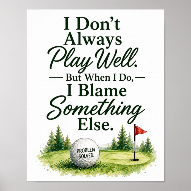 Póster Dichos divertidos de golf para golfistas (Frente)