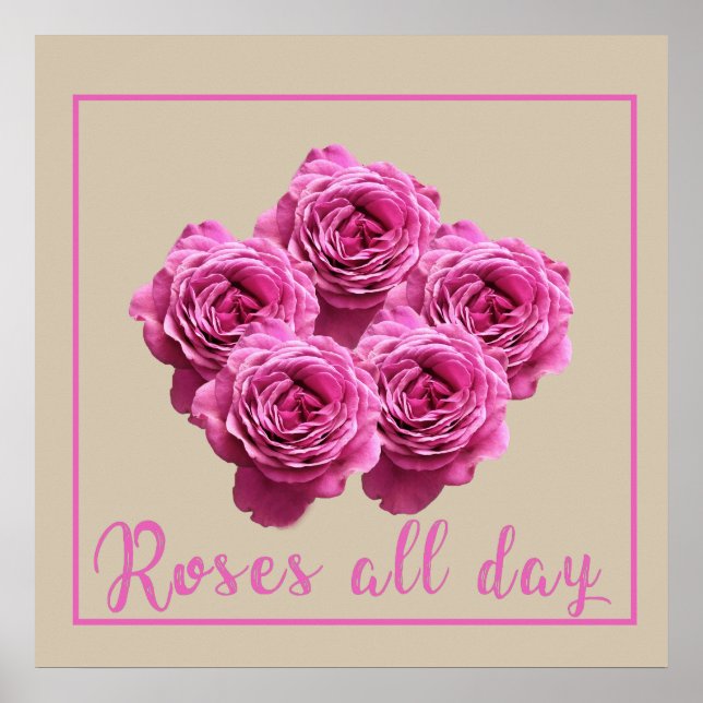 Póster Dichos divertidos sobre rosas y amor (Frente)