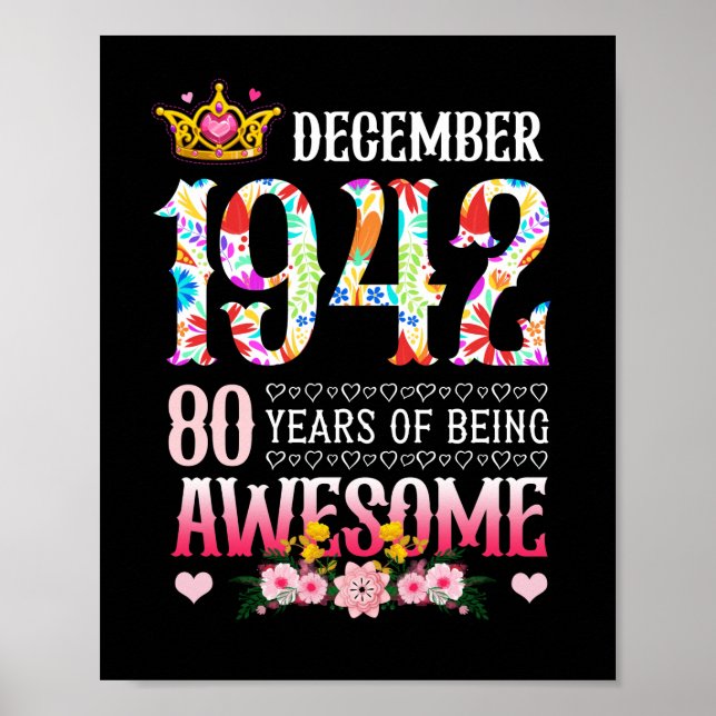 Póster Diciembre de 1942 80º cumpleaños 80 años de esplén (Frente)