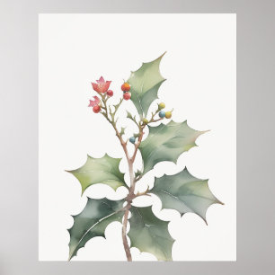 Póster Diciembre Holly Birth Flower