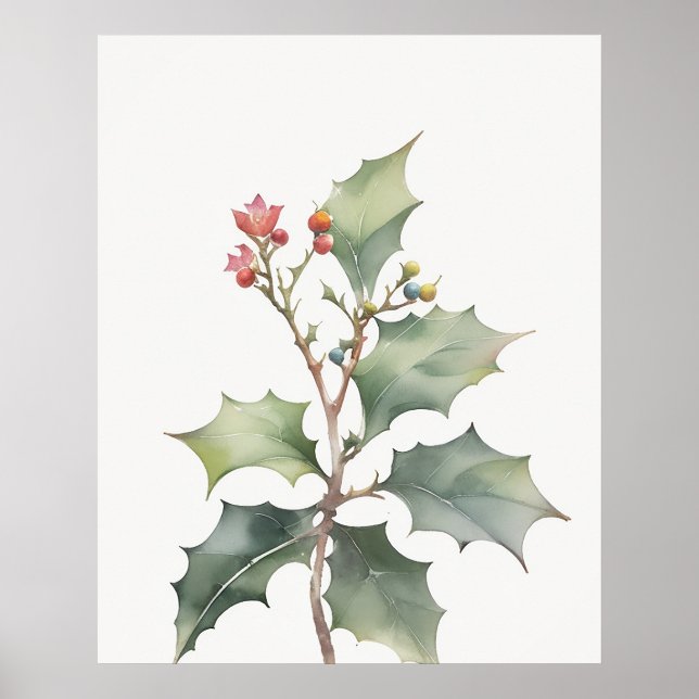 Póster Diciembre Holly Birth Flower (Frente)