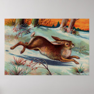 Póster Diciembre Poster medio de conejo