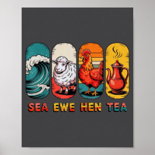 Póster Diciendo broma del té cita gallina oveja mar