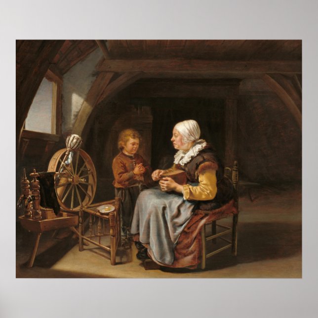 Póster Diciendo gracia - Frans van Mieris Poster Bella Ar (Frente)