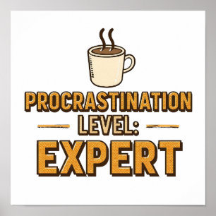Póster Diciendo Retro "Experto en Nivel de Procrastinació