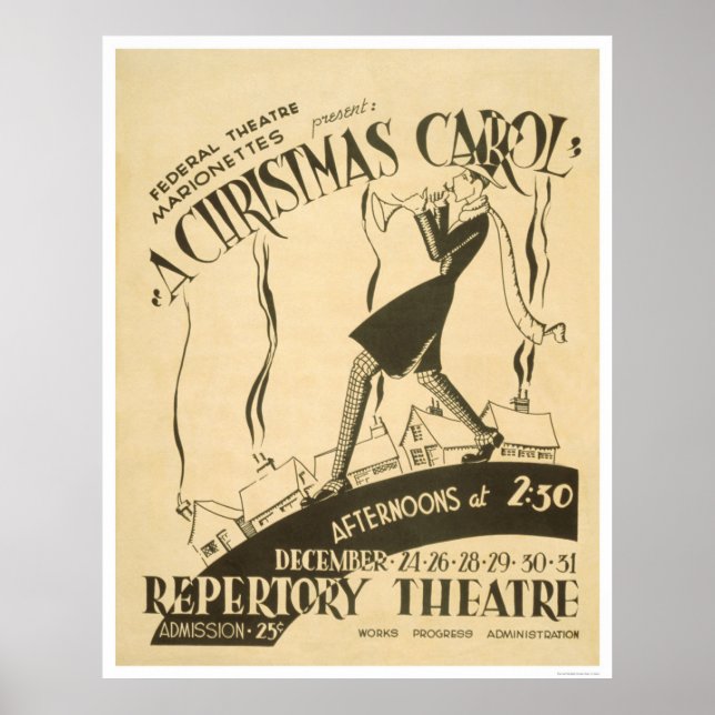Póster Dickens Christmas Carol 1938 WPA (Frente)