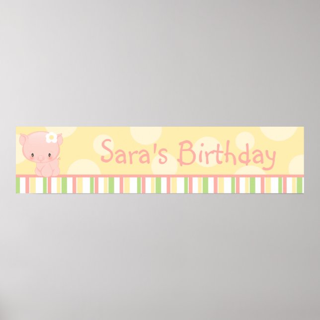 Póster Diddles Farm Pig Birthday Banner (Frente)