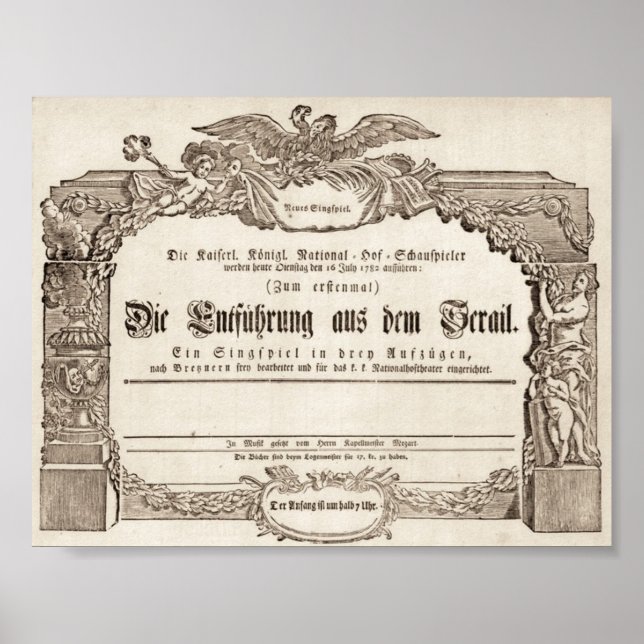 Póster Die Entführung aus dem Serail Oper Amadeus Mozart (Frente)