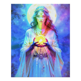 Póster Die hübsche Wahrsagerin im Glanz der Kristallkugel