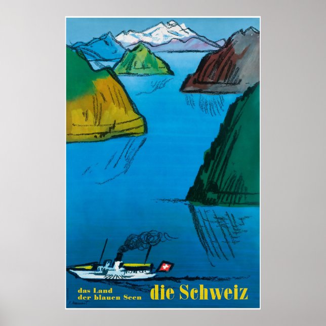 Póster Die Schweiz, Suiza, afiche de viaje (Frente)