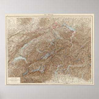 Póster Die Schweiz, Switzerland Atlas Map