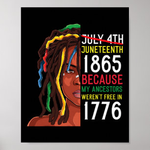 Póster Diecinueve° Día de Ancestros Libre 1776 Julio 4 Ne