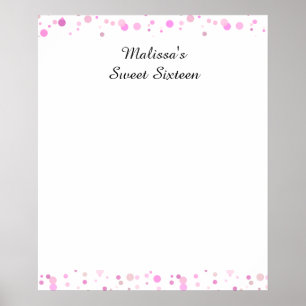 Póster Dieciséis dulces, puntos rosados de Bat Mitzvah, R