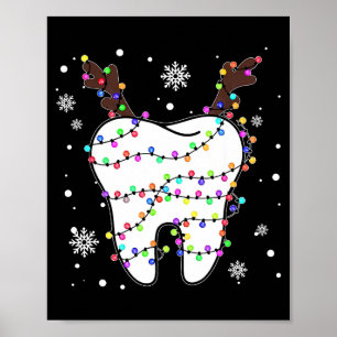 Póster Dientes de reno divertidos higiene dental árbol de