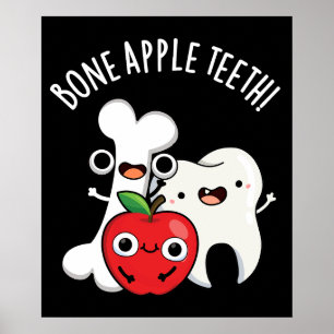 Póster Dientes divertidos de Apple Bona Appetit Pun Dark 