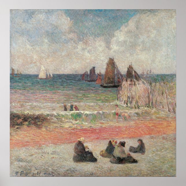 Póster Dieppe de baño de Paul Gauguin, Bella Artes de la  (Frente)