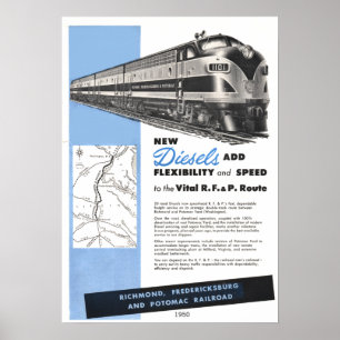 Póster Dieseles ferroviarios para la ruta vital R.F. y P.