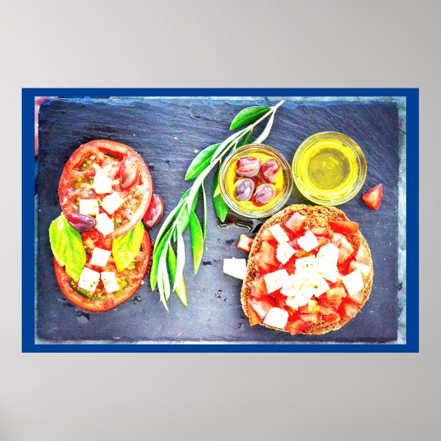 Póster "Dieta griega y mediterránea", foto corta. ¡Hazte  (Frente)