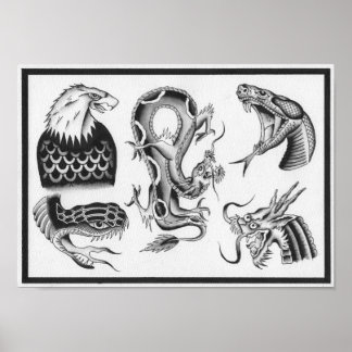 Póster Dietzel Vintage Tattoo Flash