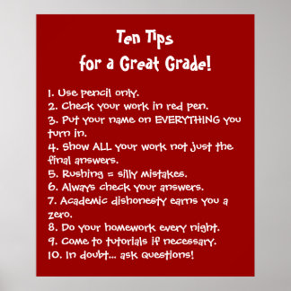 Póster Diez consejos para un gran grado