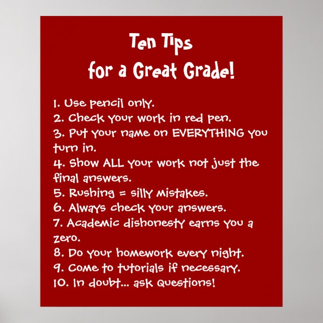 Póster Diez consejos para un gran grado (Frente)