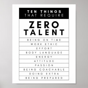 Póster Diez cosas que requieren talento cero