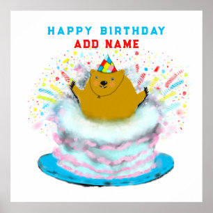 Póster Diez de cumpleaños de Groundhog Funny