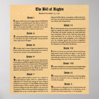 Póster Diez enmiendas a la Carta de Derechos de los Estad