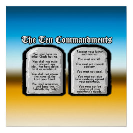 Póster Diez mandamientos de la Santa Biblia, la ley de Di