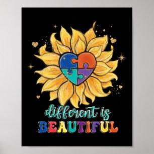 Póster Diferente es bello mes de concientización sobre au