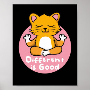 Póster Diferente es el buen gato Naranja Kawaii haciendo