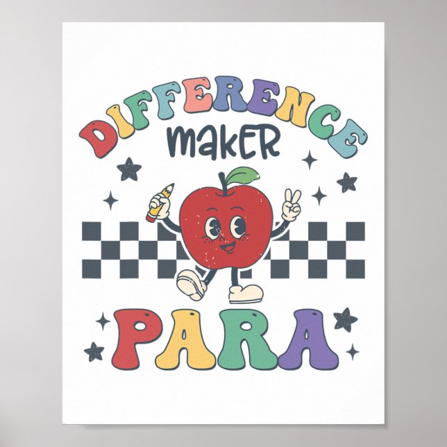 Póster Difference Maker Para Teacher Paraprofessional Par (Frente)