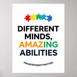 Póster Different Minds Amazing Abilities Awareness Art