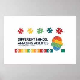Póster Different Minds Amazing Abilities Awareness Art