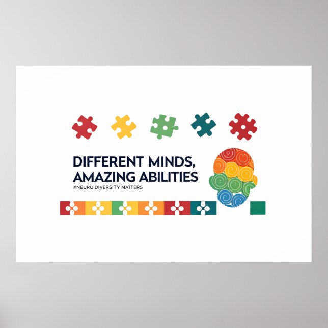 Póster Different Minds Amazing Abilities Awareness Art (Frente)