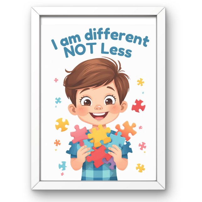 Póster Different not less Dynamic Autism Support poster (I am different not less Autism Poster)