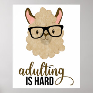 Póster Difícil hipster llama: Adultos divertidos