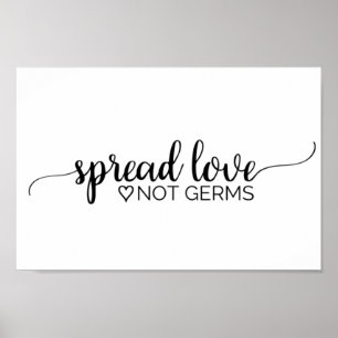 Póster Difunde Amor No Gérmenes Simple Caligrafía Negra