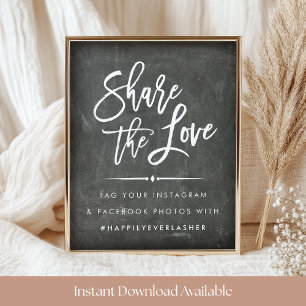 Póster Difunde el amor Etiqueta de Boda de Chalkboard