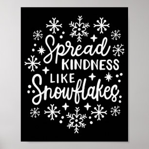 Póster Difundir amabilidad como copos de nieve Navideños