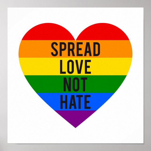 Póster Difundir amor, no odio, corazón arcoiris (Frente)