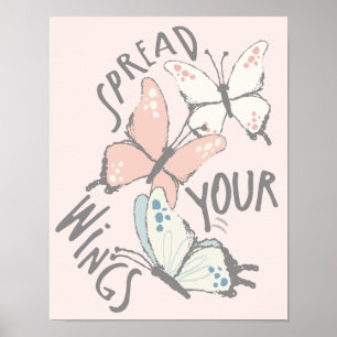 Póster Difundir tu mensaje inspirador de mariposas Wings