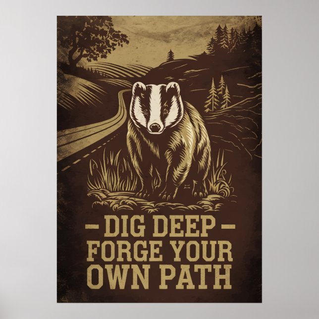 Póster Dig Profundo, Forjar Tu Propio Camino - Badger Vin (Frente)