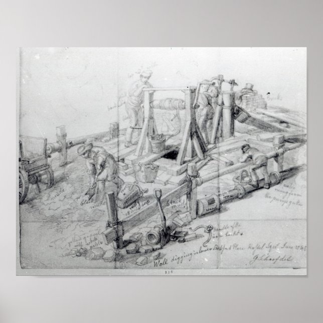 Póster Digging a well in Lower Bedford Place, London (Frente)
