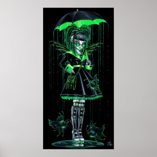 Póster Digit Green Cybergoth Android Fairy Poster