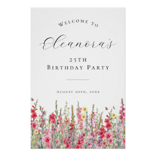 Póster DIGITAL 25 cumpleaños Agosto Bienvenida a la Flor 